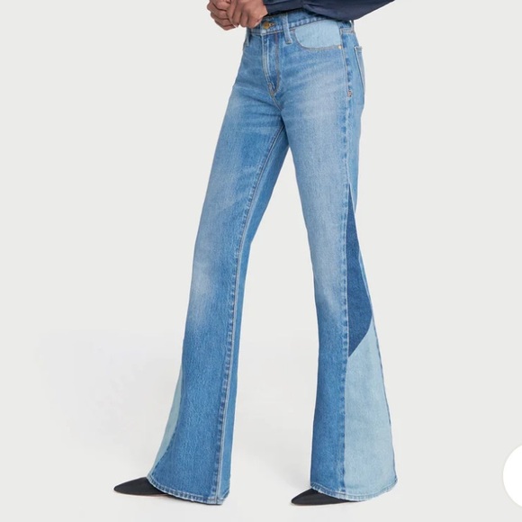 Frame Denim - Le High Flare Diagonal Block in Kingsley,...